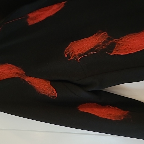 Libra 🇨🇦 Black Long Blazer/Coat W/Red knit sweater spots applicas  size Medium - Picture 5 of 8